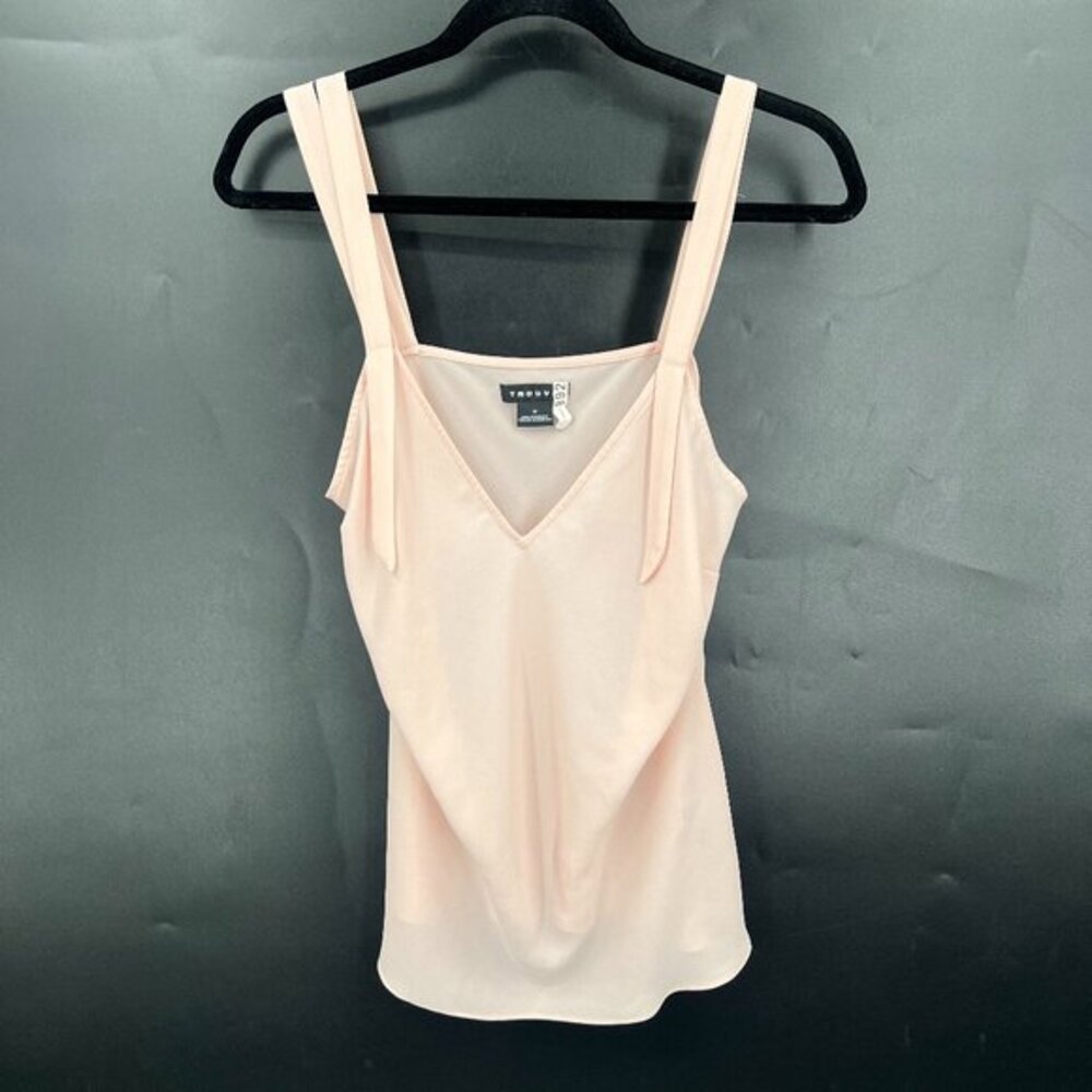 Trouve‎ pale pink sleeveless semi-sheer top blouse business casual classic M